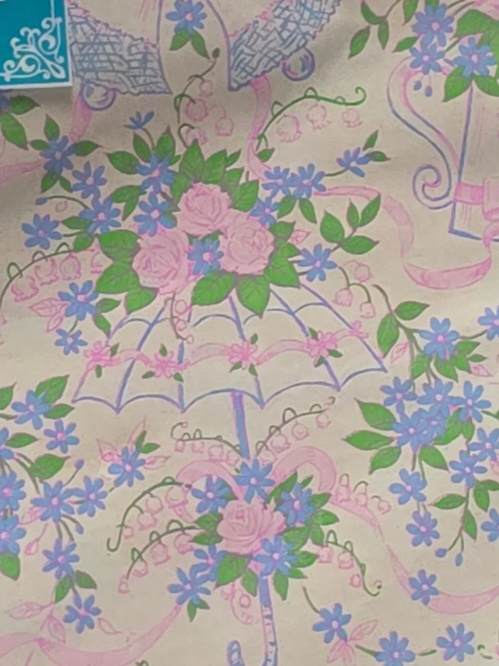 Vintage Hy-Sil Gift Wrapping Paper Bridal Shower Floral Pastel New Sealed Spring